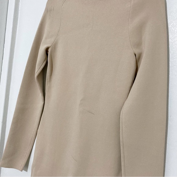 Nanushka Marina Beige Rib Knit Sweetheart Neck Long Sleeve Mini Dress Size M - Picture 10 of 14